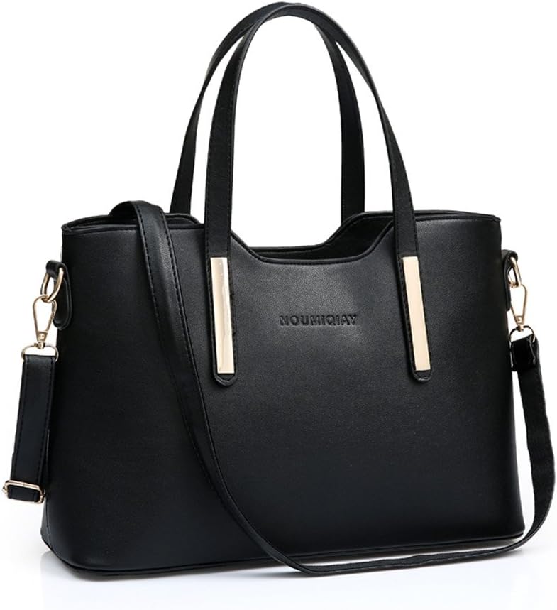 Firegirl Women Big Black PU Leather Handbag Tote bags Purse Shoulder Bags Black