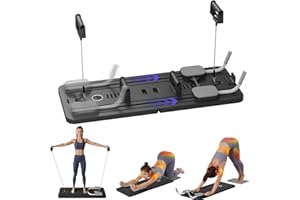 Zojio Pilates Board, Pilates Reformer Set, Multi-Purpose Foldable Pilates Reformer Board for Home, 5 in1 Pilates Sliding Board, Pilates Equipment with Timer (Black)