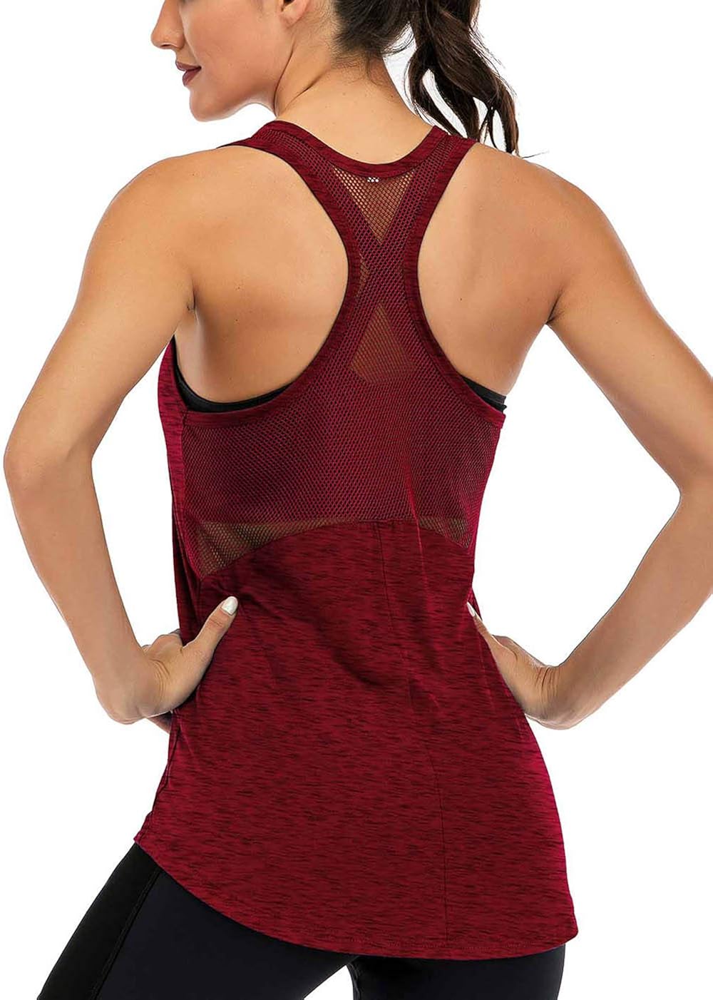 Fihapyli Workout Tank Tops for Women Sleeveless Yoga Tops for Women Mesh Back Tops Racerback Muscle Tank Tops: Clothing