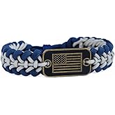 VIKENNIA Paracord Bracelets - Adjustable Size Bracelets with Bronze USA Flag Charm - 550 Paracord Survival Bracelets for Hiking Camping Outdoor Traveling - Handmade Bracelet For Men and Women - Gifts for US Army Military Veterans