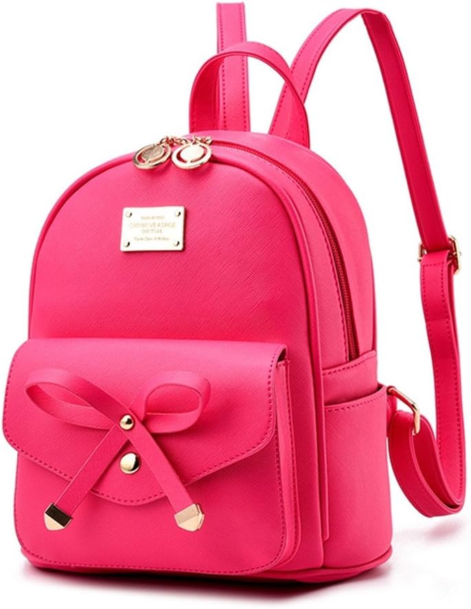 Mikty Women Teen Girls Bowknot Cute Mini Leather Backpack Schoolbag Daypack Fashion Small Backpacks Purses for Teen Women