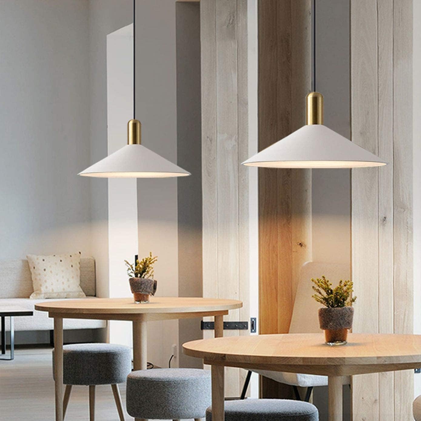Modo Lighting Farmhouse Pendant Light White Barn Pendant Lamp Adjustable Retro Industrial Iron Ceiling Hanging Light Fixture for Kitchen Island Restaurant Lighting E26 (White) - - 