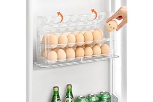 Beveetio Flippable Egg Holder For Refrigerator, 3 Layer Egg Storage Container For Refrigerator Side Door, Large Capacity Egg Container, Clear Acrylic Egg Organizer, Egg Storage 42 Count