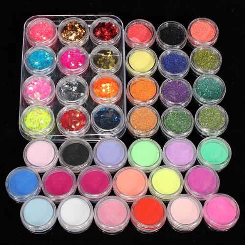 42 Acrylic Powder Liquid Brush Glitter Clipper Primer File Nail Art
