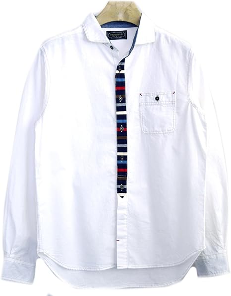 Amazon Clack 大きいサイズ シャツ 長袖 前立て ボーダー 切り替え デザイン 羽織り メンズ シャツ 通販