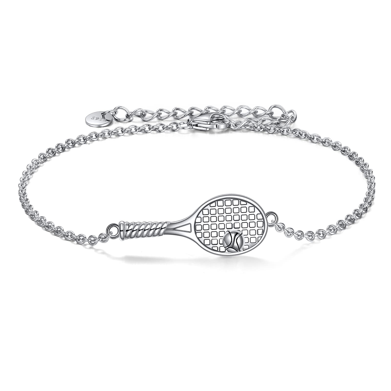 YFN Tennis Bracelet Sterling Silver Tennis Racket Bracelet Sport Jewellery Gifts for Women Tennis Lover