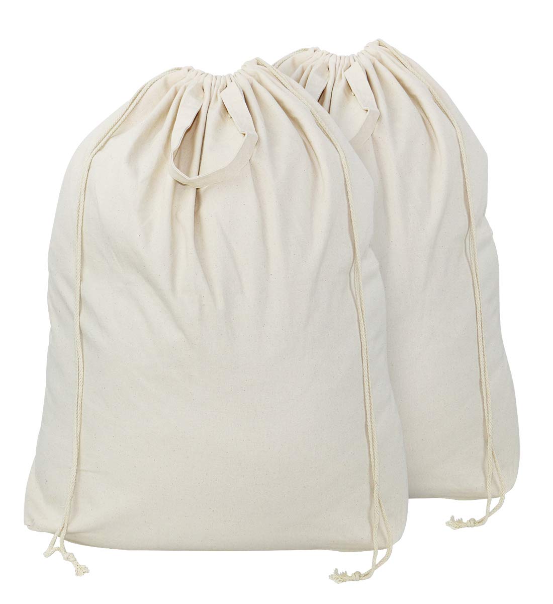 90cm High 2 Pcs Breathable Natural Cotton Canvas Laundry Bags with Carrying Handles & Drawstring Closure, Machine Washable Laundry Hamper Basket Liner Replacement Bag, Fits Most Laundry Bins