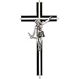 Needzo Gift of the Spirit Wooden Crucifix, Hanging Wall Cross Catholic Décor for Kitchen, Living Room, Bedroom, Black Wood, 10 Inches