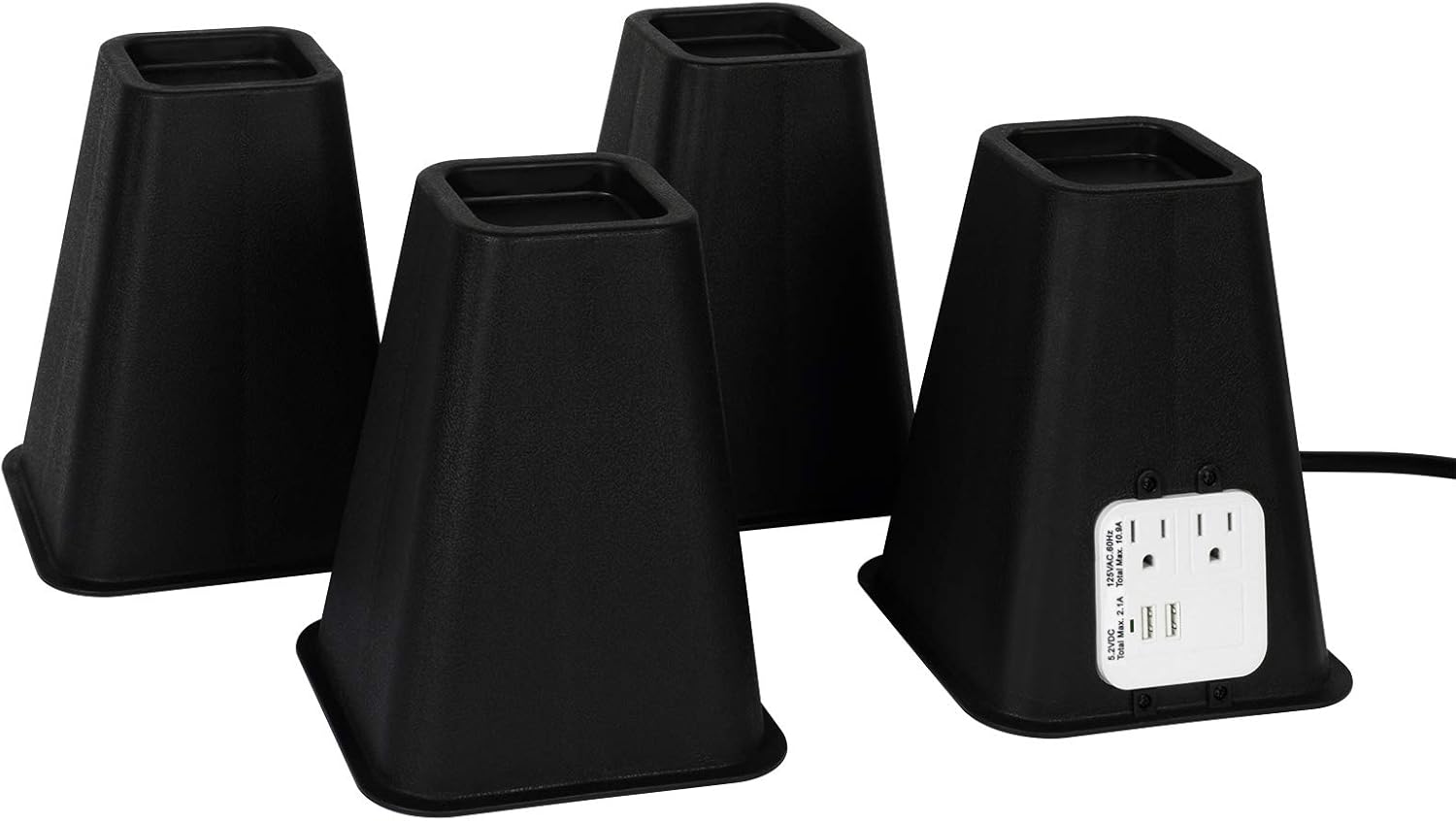 Bed Risers with Power Outlet and USB Ports - 7.25 Inch Size Furniture Riser Lifts, Heavy Duty 1200 lbs Capacity for Beds, Day Beds, Sofa, Table, Couch, Desk and Furniture Lifts Set of 4: Home & Kitchen