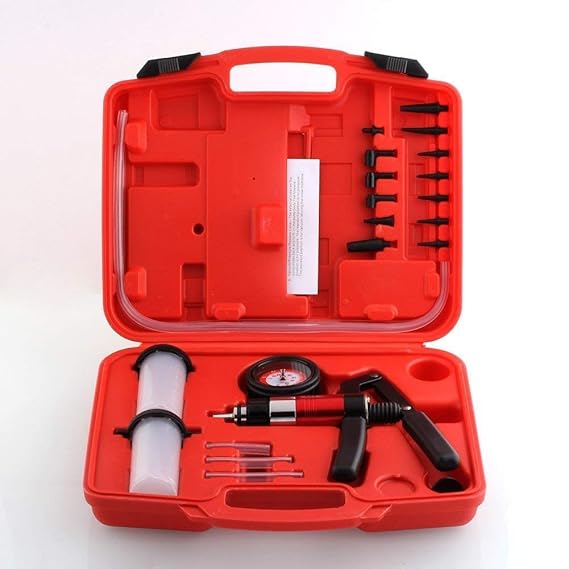 MVPower Bremsenentlüftungsgerät Vakuumpumpe Druckprüfer Auto Werkzeug Bremsenentlüfter Set Handheld Unterdruckpumpe Tester