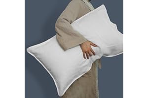 L Linen World Linen Pillow Cases 100% French Natural Linen Pillowcase Set of 2-Stone Washed Moisture-Absorbing Linen Pillow Shams King Size(20''x40''),White