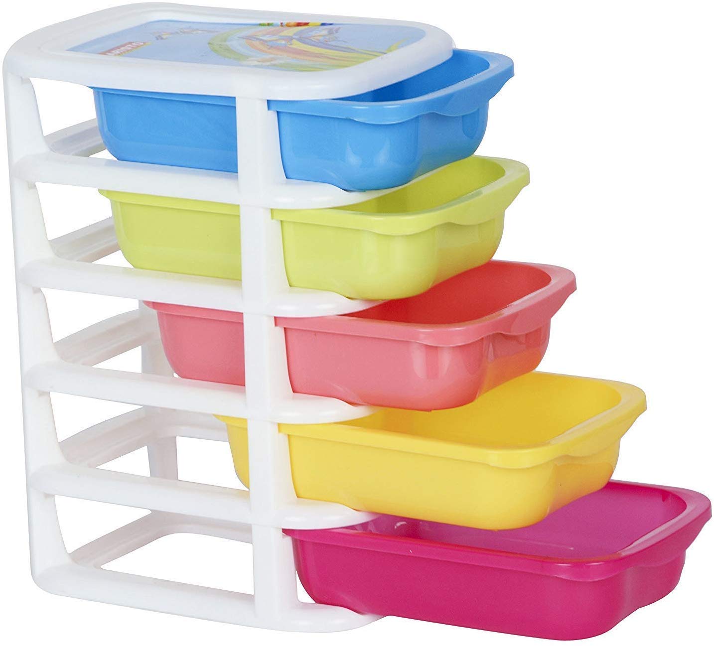 Ybr Chest Of Drawers Matte Multi Coloured 5 Tier Small Rack Shelf