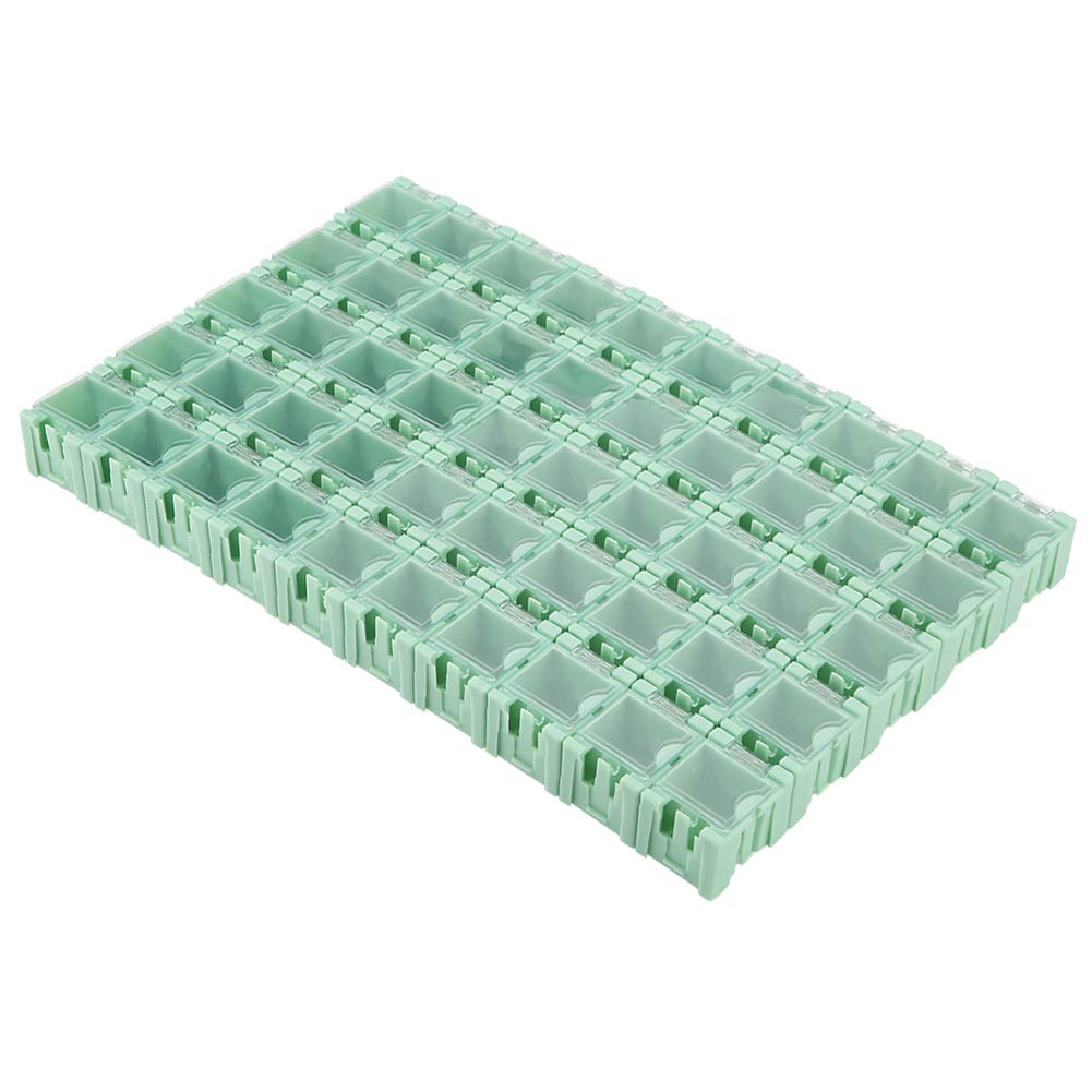 50Pcs Green Electronic Components Parts Mini Storage Case SMT SMD Container Box with Transparent Lids