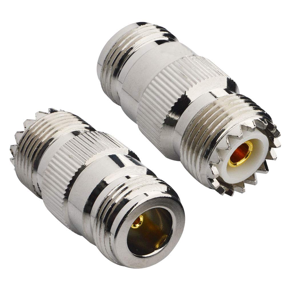 Boobrie N Type to UHF Connector UHF Female to N Female Connector RF Coaxial Adapter 50 ohms N Female to SO-239 UHF Female for WiFi Antenna, CB Radio, Analyzer, Coaxial Cable Pack of 2