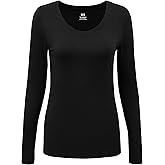 Underscrub Long Sleeve Women - Scoop Neck Scrubs Undershirt Soft Stretch Fitted Top