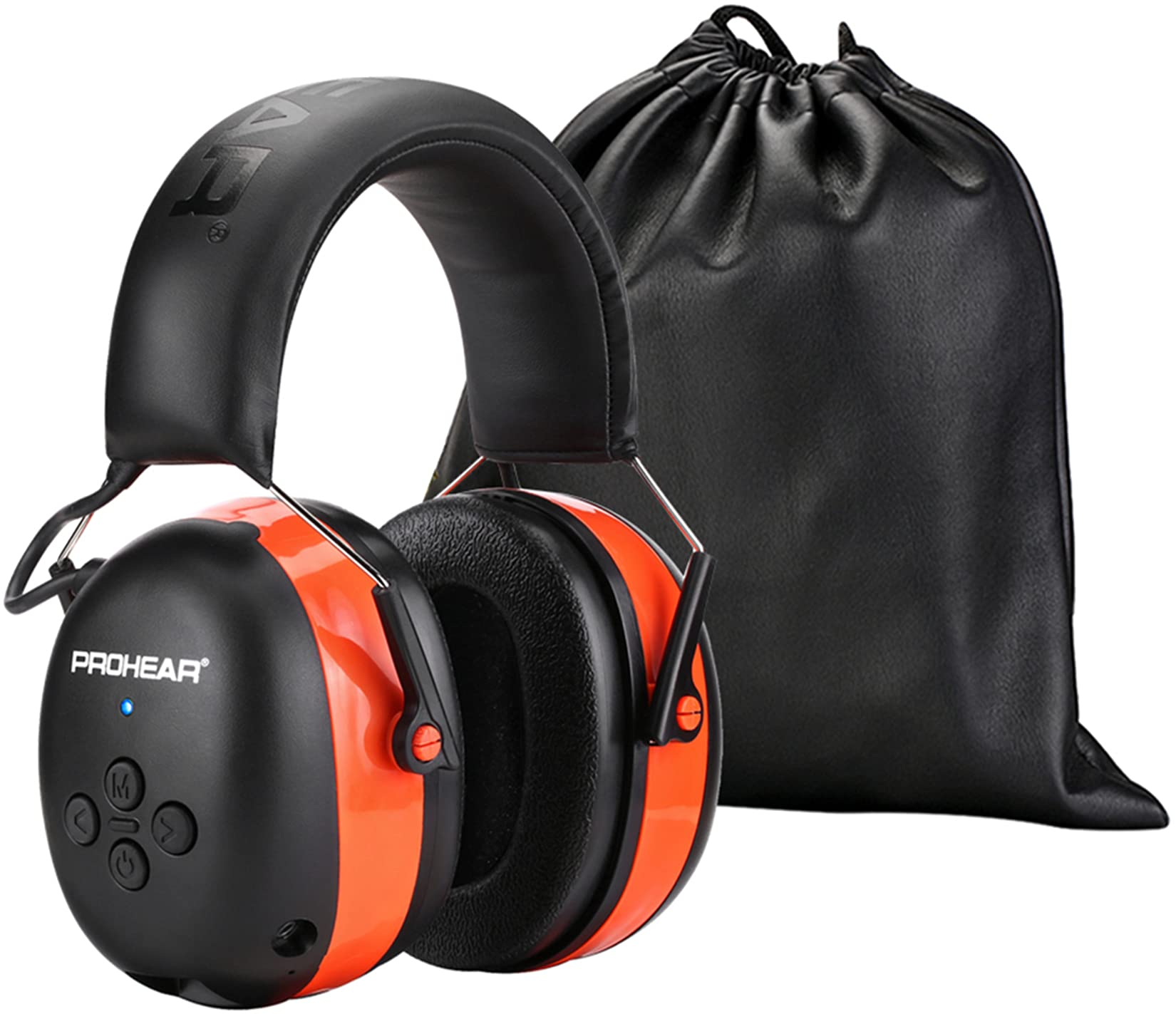 PROHEAR 037 Wireless Bluetooth Ear Defenders, Rechargeable Hands-Free Calling Headset, Safety Earmuffs for Lawn Mowing, Hearing Protector for Woodworking, Ideal for Carpenter, Gardener (Orange)