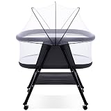 GYARING Baby bassinets,3 in1 Baby Crib, Sturdy, Portable & Easy to Assemble,Mosquito net and Portable Bag Included. (Black)
