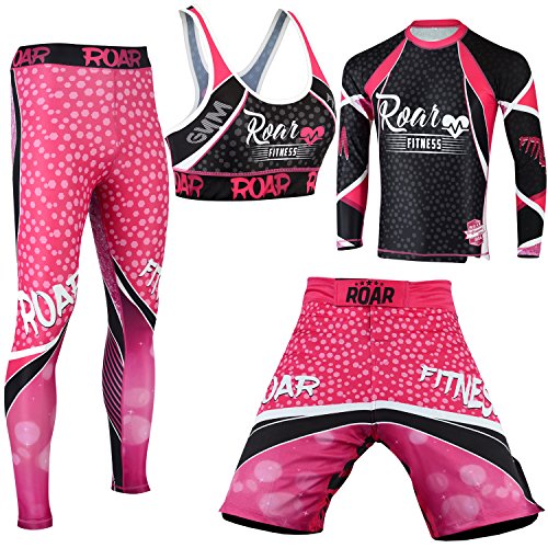 Roar No Gi Full Set Ladies Sports Bra BJJ Leggings MMA Shorts & Grappling Rash Guard Female Fight Wear (Only for Ladies)