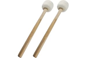 Moicstiy 2Pcs Bass Drum Mallet, 13.4 Inch Length Wool Felt Head Drum Mallet Stick Anti-slip Bass Percussion Sticks Instrument Band Accessory for Drums Snare Drums (Beige)