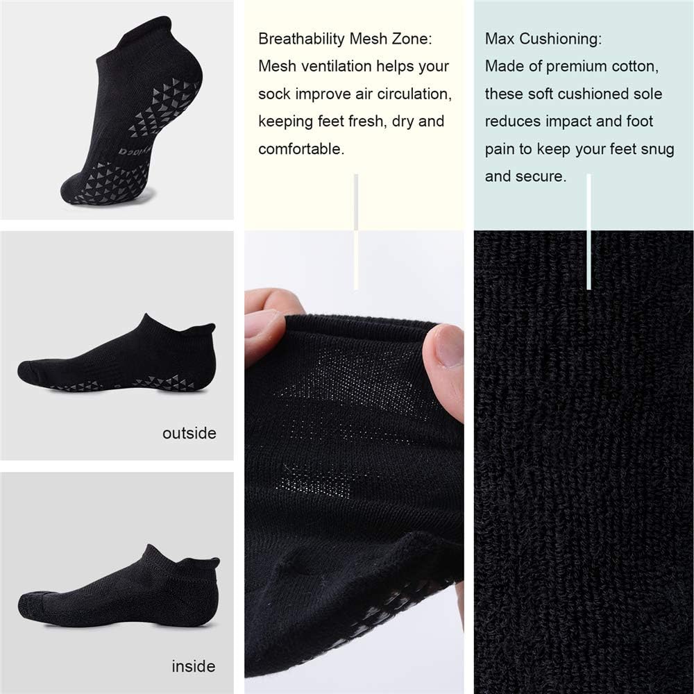 Hylaea Unisex Non Slip Grip Socks for Yoga, Hospital, Pilates, Barre | Ankle, Cushioned : Clothing