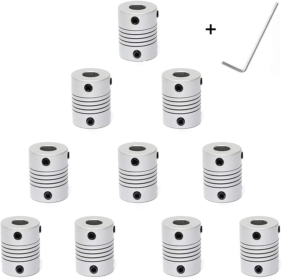 Yowming 10 PCS Flexible Couplings with Wrench 5mm to 8mm NEMA 17 Shaft Coupler for Creality CR-10 CR-10S S4 S5 Makerbot RepRap Prusa i3 3D Printer or CNC Machine