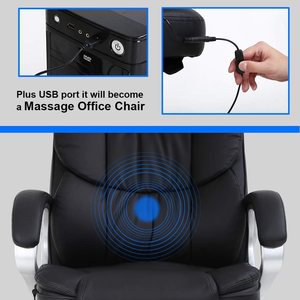 Home Office Chair Massage Desk Chair Ergonomic Computer Chair with Lumbar Support Headrest Armrest High Back Task Chair Rolling Swivel PU Leather Executive Chair for Women Adults, Black: Furniture & Decor