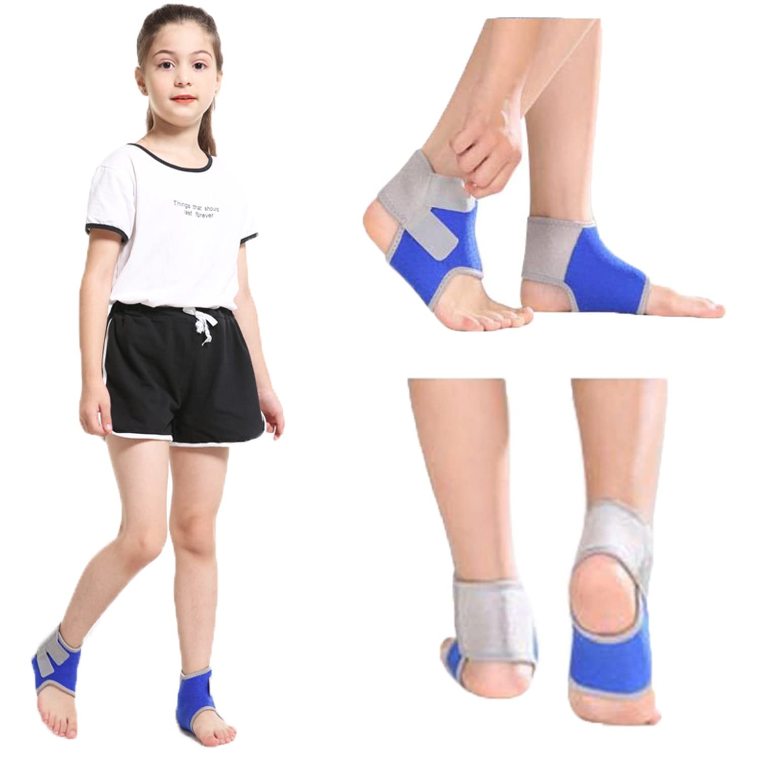 ITODA Children's Ankle Support Boys Girls Sport Ankle Brace Lightweight Adjustable Ankle Guard Strap Breathable Ankles Guard Protector for Spains Arthritis Running Cycling Football Skating