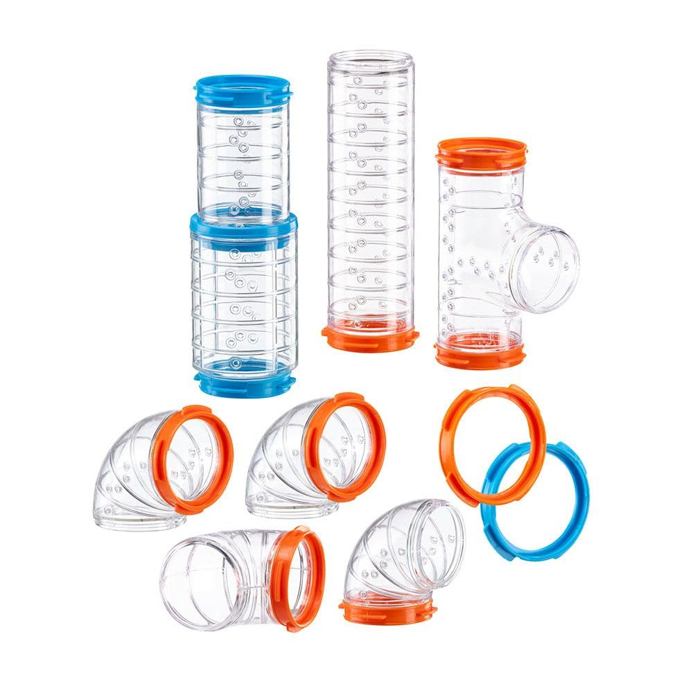 Ferplast Hamster Tube Set - 9 Piece Transparent Tunnel Kit with Ventilation, Bends & Fittings
