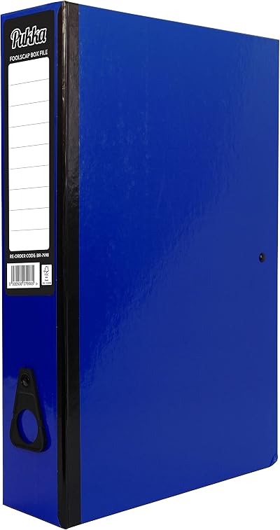 ED Foolscap A4 Navy Box Files with Clip & Push Lock 70mm Spine