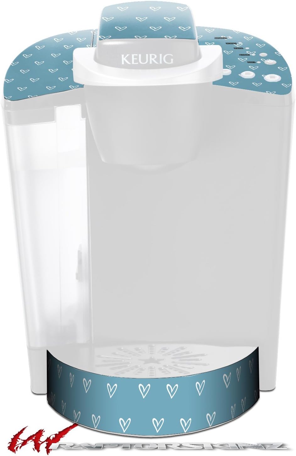 Decal Style Vinyl Skin compatible with Keurig K40 Elite Coffee Makers Hearts Blue On White (KEURIG NOT INCLUDED)
