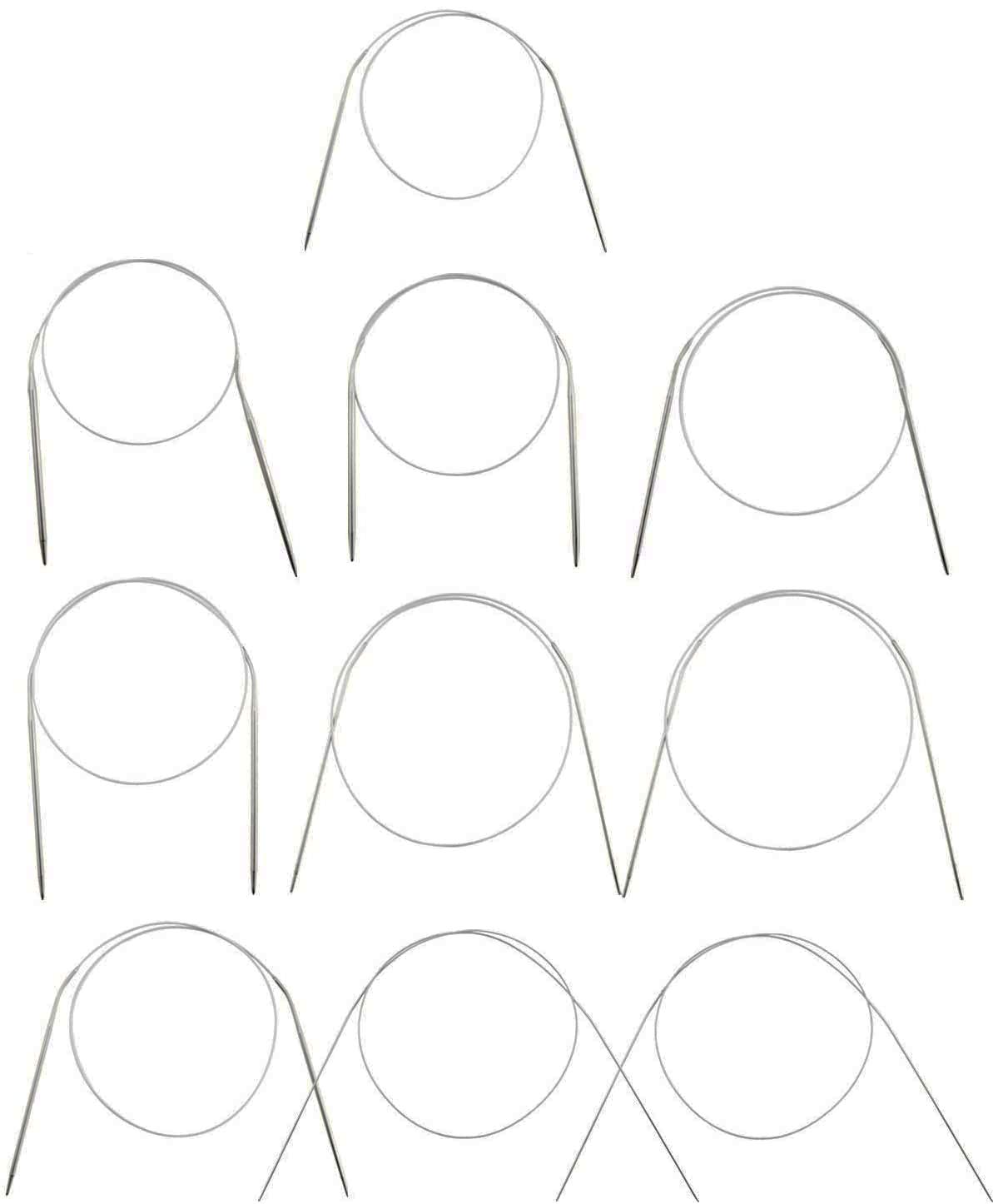 10 Pieces Stainless Steel Circular Knitting Needles Set 32 Inch Crochet Needles Yarn Needles for Any Weave Yarn Projects, 10 Sizes