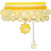 SCRDPRAD Handmade Multi-layer Daisy Crystal Beaded Bracelet for Women Stackable Colorful Flower Seed Beads Stretch Bracelet Boho Jewelry Birthday Holiday Gifts