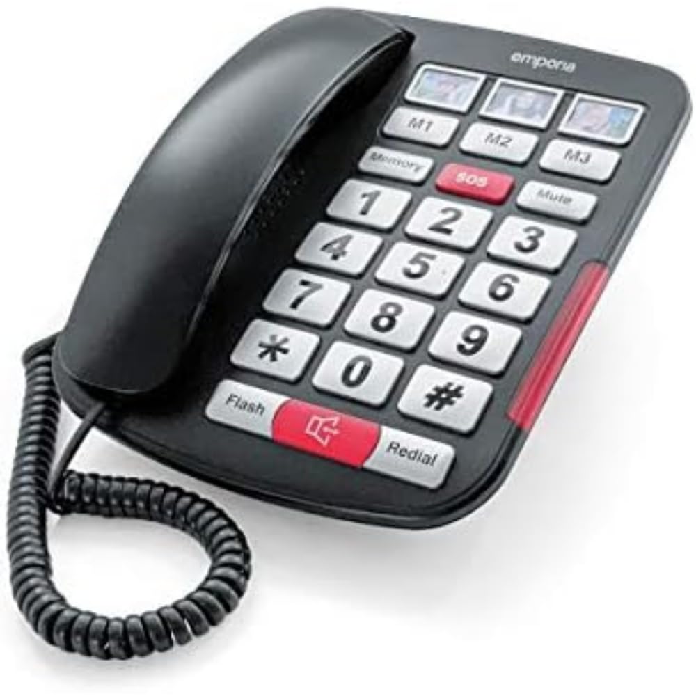 Emporia AMPLi40 Big-Button Amplified Corded Home Phone Black/Silver (Official UK Version)
