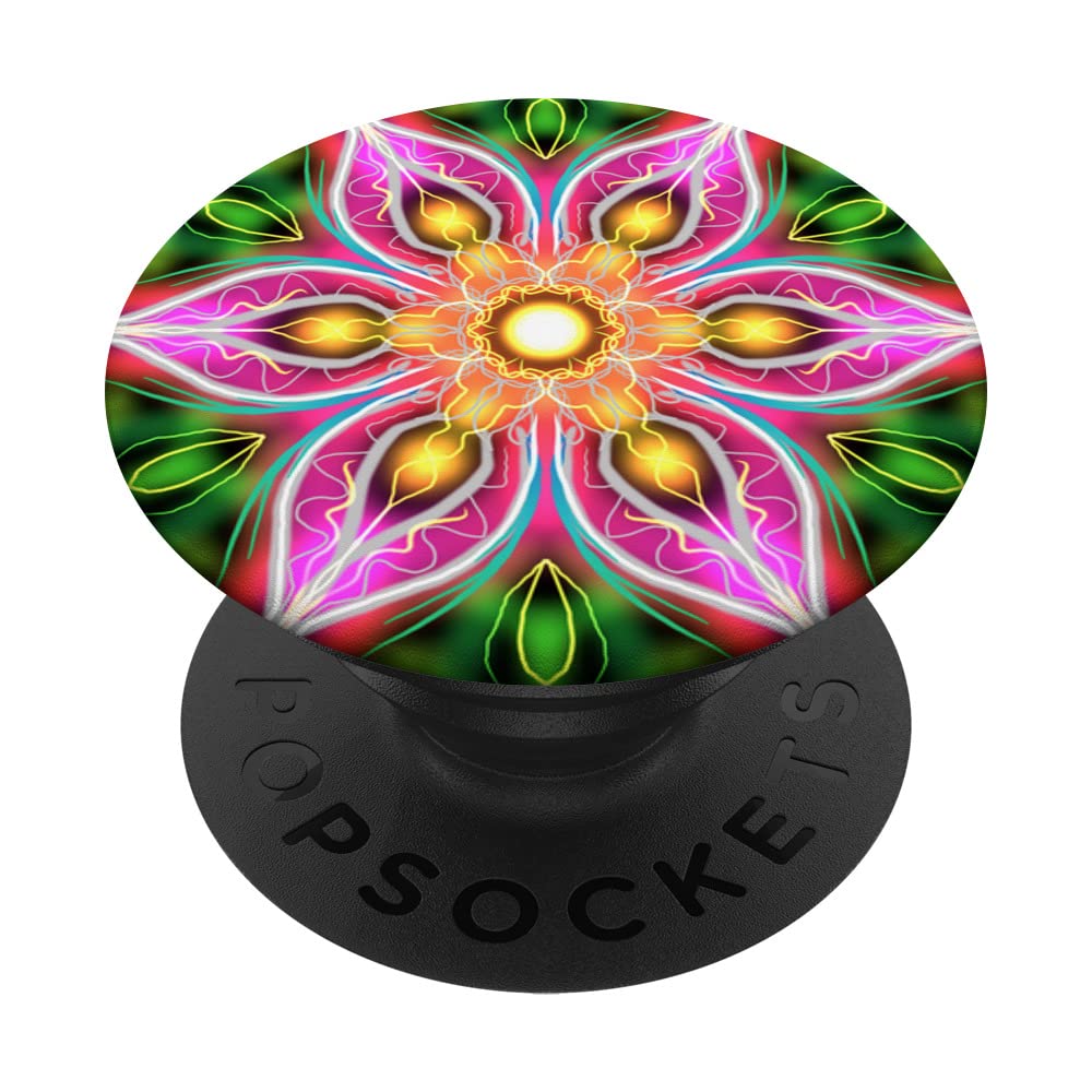 Colorful Flowers, Mandala, Pattern, Ornament Nature Gardener PopSockets Swappable PopGrip