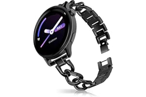 HinZann 20mm Watch Strap for Garmin Forerunner 570 42mm / Vívoactive 6/5, Women's Metal Skeleton Stainless Steel Chain Link R