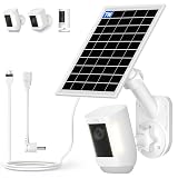 Solar Panel and 2-in-1 Wall Mount for Ring Cam, 7W Solar Charger Compatible with Rings Spotlight &Stick Up Outdoor Cam Battery, 360° Adjustable Outdoor Security Camera Mount, Weatherproof, 1-Pack