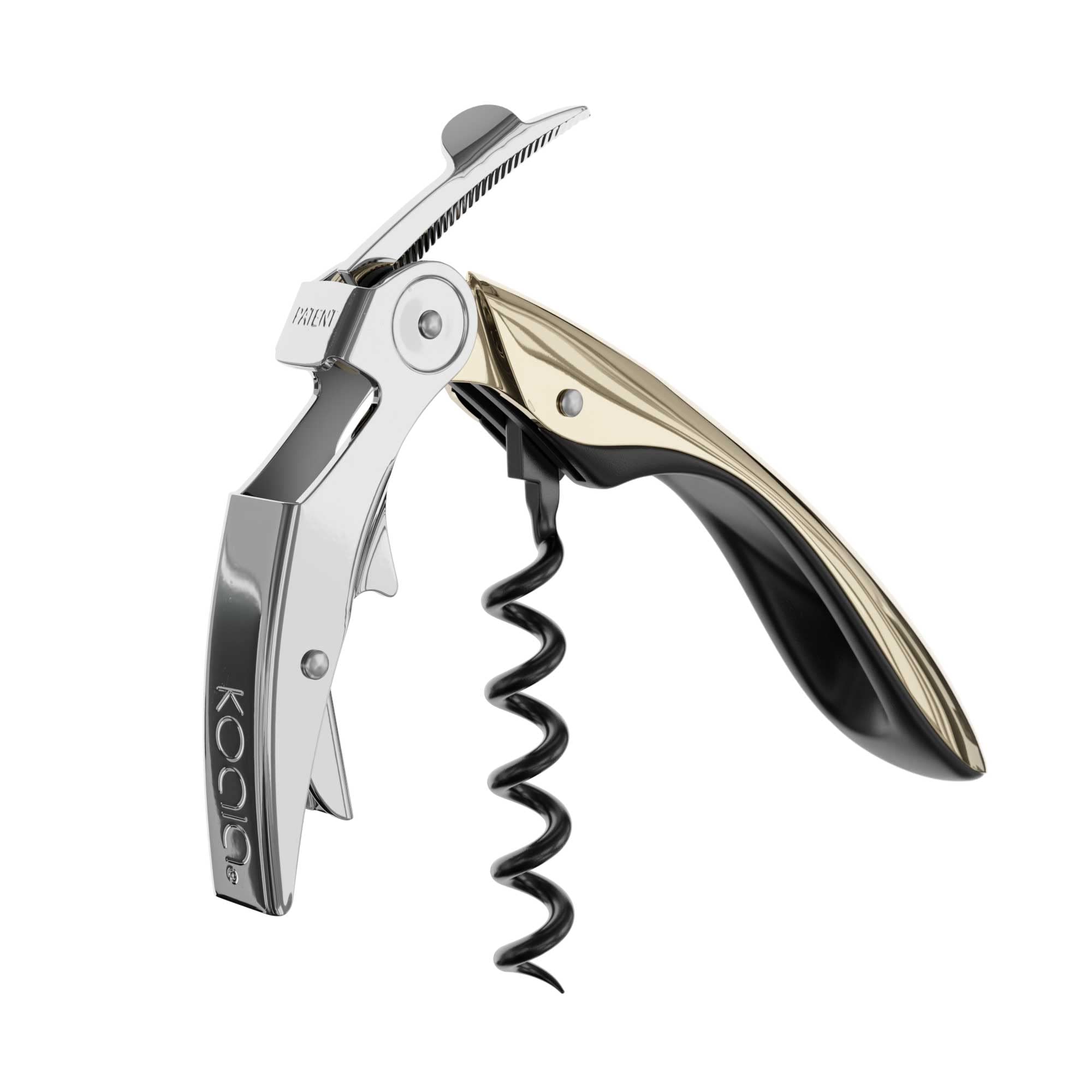 Koala Spain Two Time High Tech Corkscrew, Patented Automatic Tab, Chrome Gold, Hand Polished
