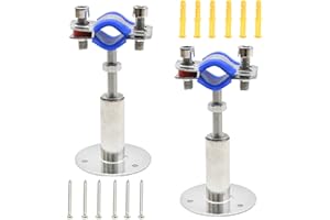 UOIENRT 2Pcs 3/4 Inch Wall Mount Ceiling Mount Pipe Supports, Stainless Steel Adjustable Pipe Bracket Clamp Pipe Strap, Ring 