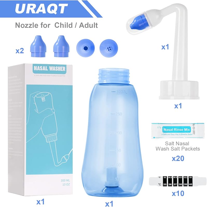 Kit Lavage de Nez-Sinus Rinse Kit, Douche Nasale pour adultes enfants