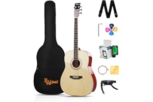 ZJW GOLD Dreadnought Acoustic Guitar Kit for Adult Teen Beginners, 41 Inch Full Size Acustica Guitarra Starter Bundle Set with Bag, Strap, Tuner, Capo, Strings, 4/4 Guitar Right Hand