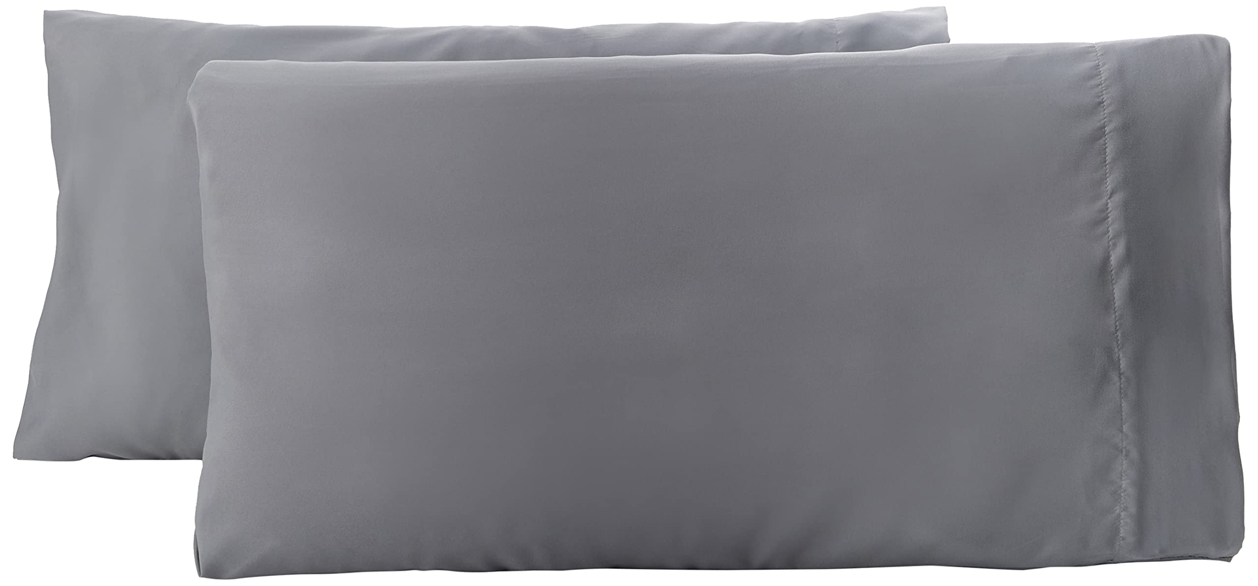 Amazon Basics Microfiber Pillowcases, Standard Size 50 x 80 cm (Pack of 2), Dark Grey, Pillows Not Included