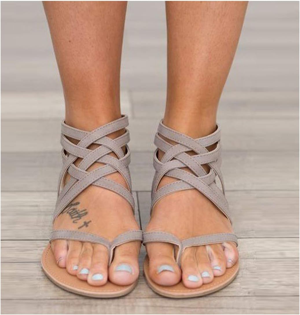 YISUGAR Women's Flat Strappy Sandal