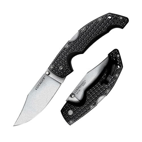 Cold Steel Voyager Large 4" AUS10A Clip Point Razor-Sharp Blade 5.25" Griv-Ex Handle Everyday Carry Tactical Folding Knife, Boxed