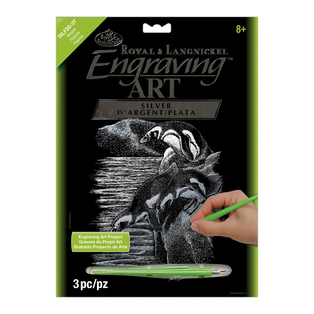 Royal & Langnickel Silver Engraving Art A4 Size Penguins Designed Painting Set