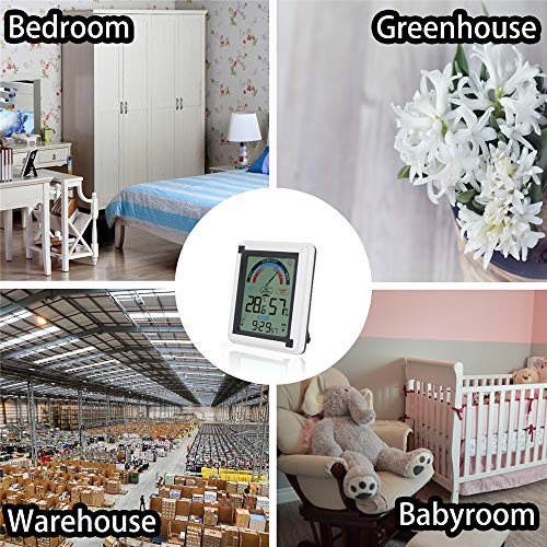 Indoor Thermometer Monitor Intelligent Wireless Precise Detection Indoor Hygrometer Thermometer Touch Screen Monitor for Kitchen Home Restaurants (gray) - Thumbnail 3