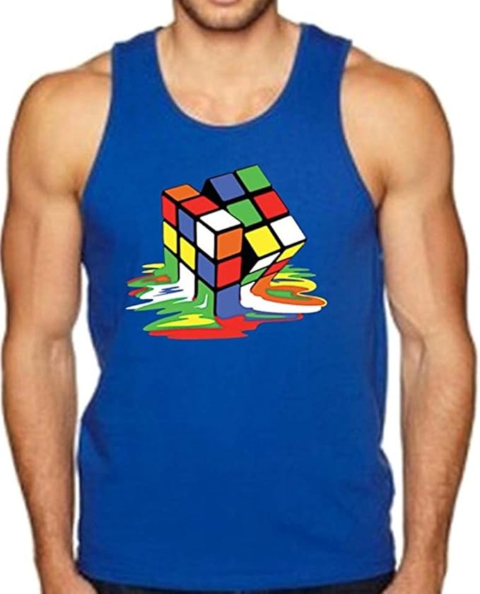 New Melting Rubiks Cube Men's Tank Top Royal Blue S3XL