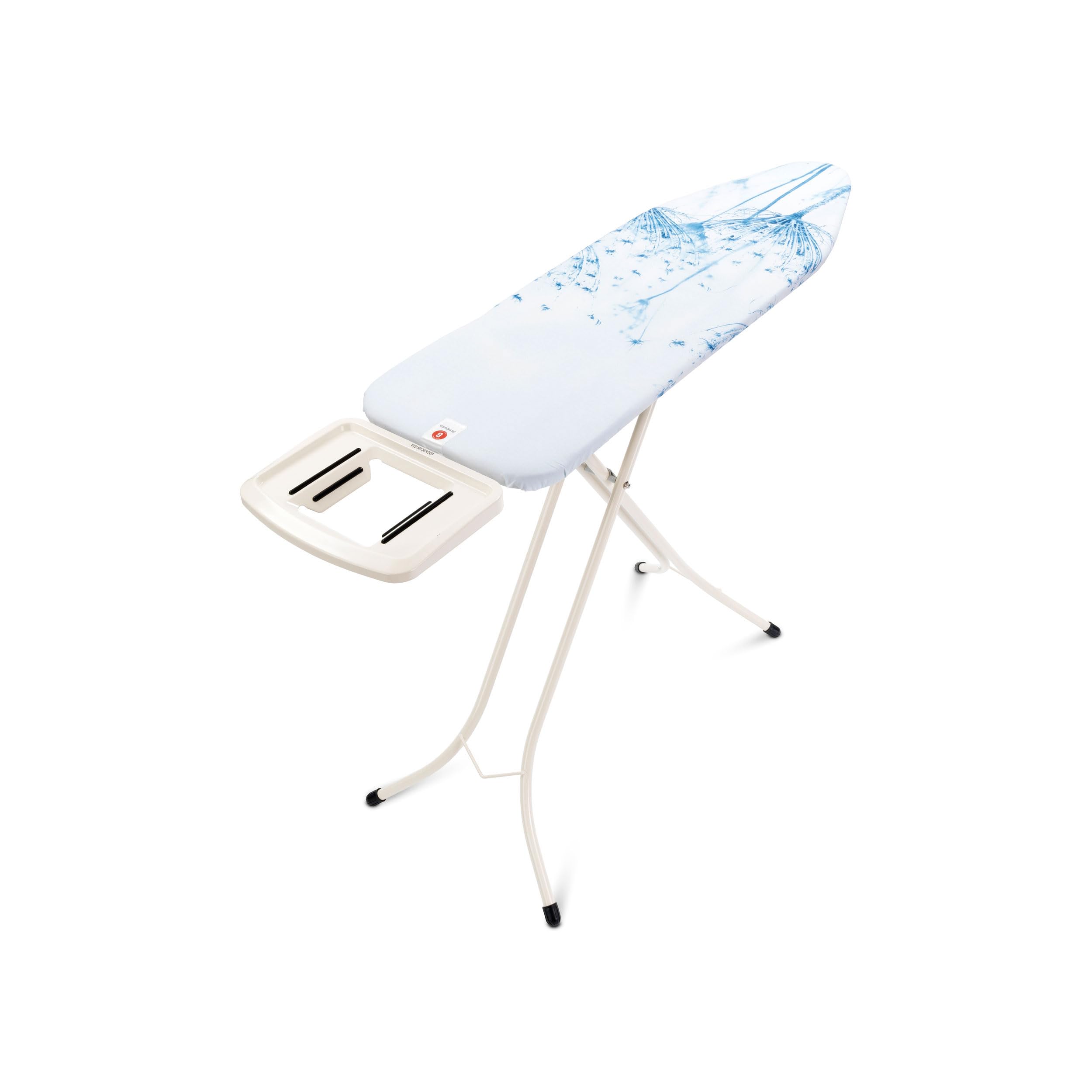 Brabantia - Ironing Board B - With Solid Steam Iron Rest - Adjustable in Height - Non-Slip Rubber Feet - Cotton Cover with Foam Layer - Foldable - Cotton Flower - 124x38 cm
