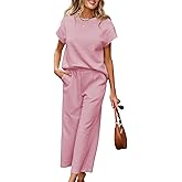 SHEWIN Womens Two Piece Spring Outfits Sweatsuits Casual Pullover Tops and Wide Leg Sweatpant Lounge Sets