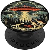 Alien Lover Flying Saucer UFO Abduction Dinosaur PopSockets Adhesive PopGrip