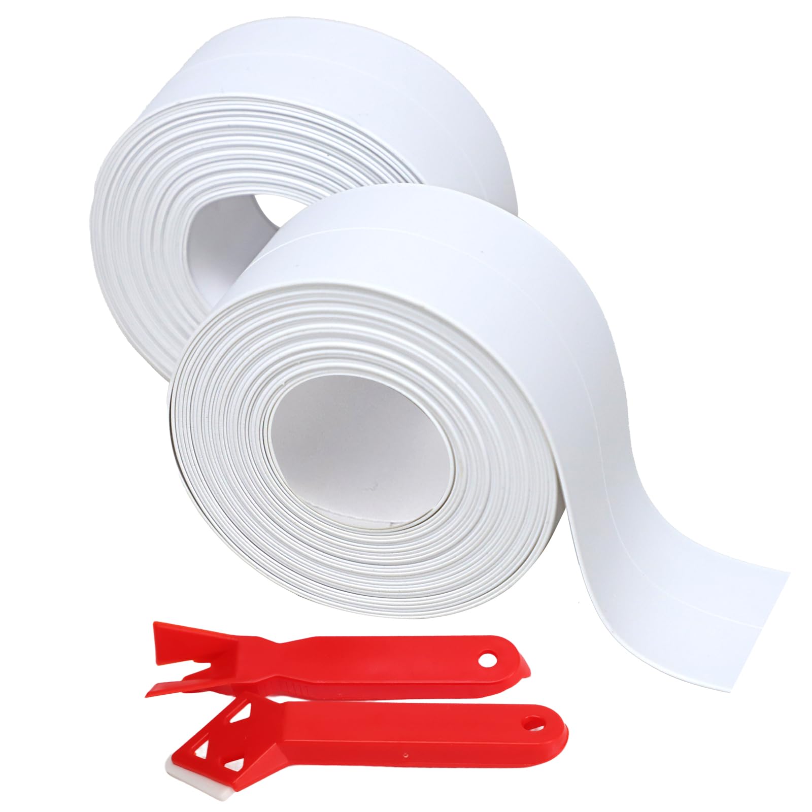 GOZINA 33 ft 2 Rolls Bath Sealant Strip, 10m/396in Shower Seal Strip, Simple Seal Tape For Bathroom, White Waterproof Tape for Kitchen, Sink, Bathtub, Toilet, Bathroom Sealant Tape With Sealing Tool